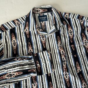 Wrangler Checotah Western Pearl Snap Shirt Mens M Southwestern Aztec Cowboy